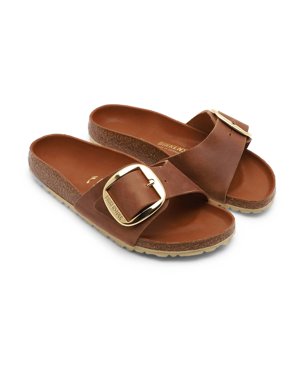 Шлепанцы кожаные madrid big buckle leoi Birkenstock - коричневый(1006525)