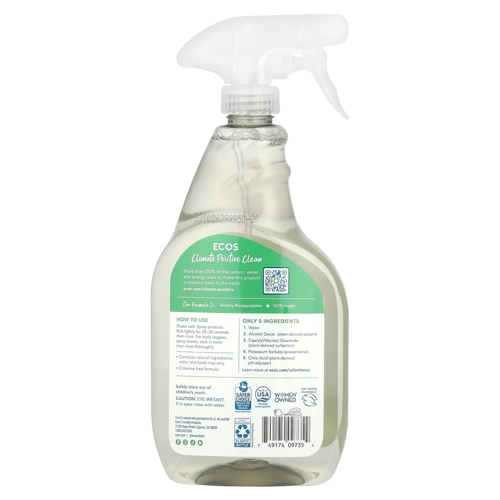 Earth Friendly Products, Ecos®, средство для мытья фруктов и овощей на растительной основе, 650 мл (22 жидк. унции)