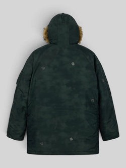 Куртка аляска Alpha Industries N-3B Oxford Vintage Print Parka тёмно-зелёная (deep forest) — вид сзади