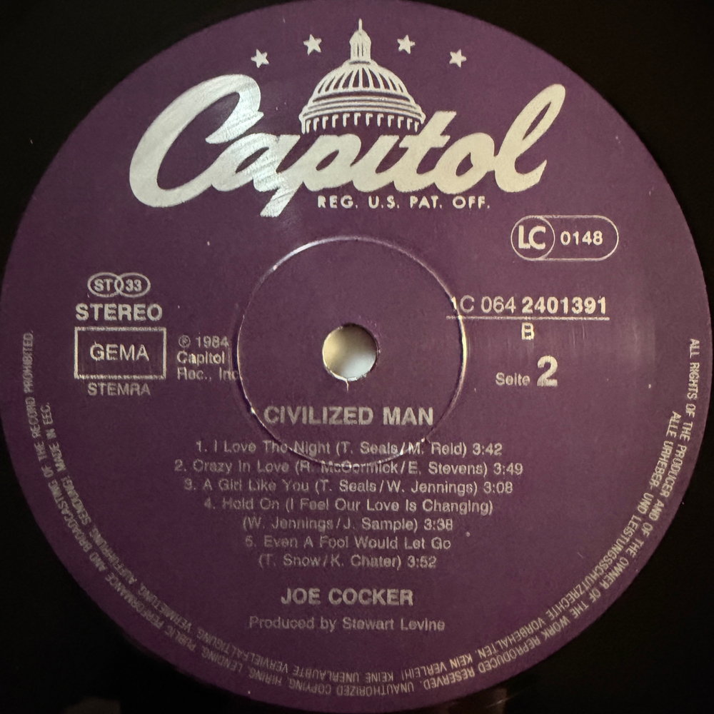 Joe Cocker ‎– Civilized Man (Европа 1984г.)