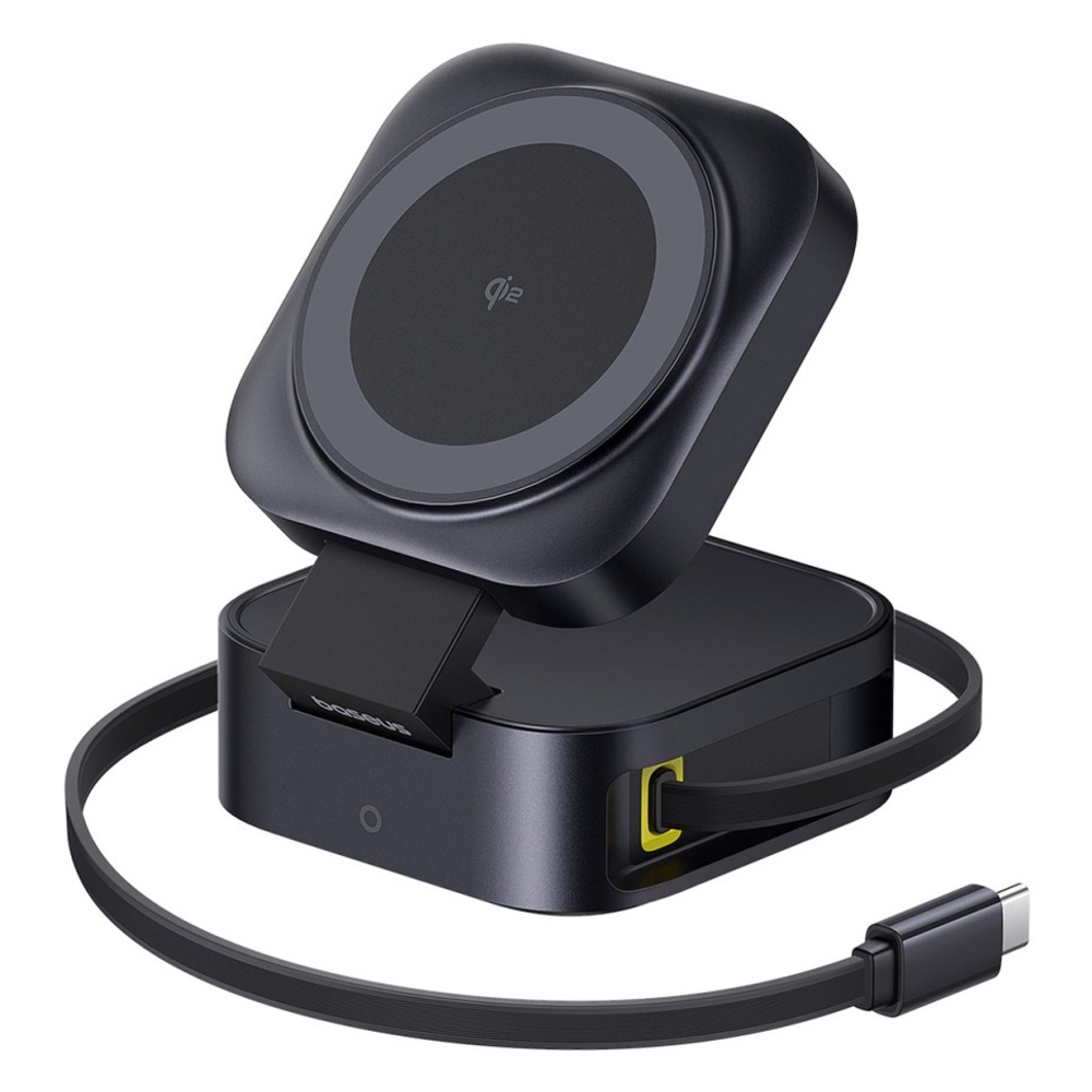 Беспроводное зарядное устройство 2в1 Baseus PicoGo Series Qi2 67W (P10276800123-00) черное