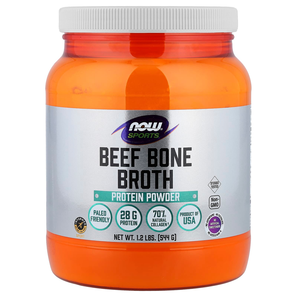 NOW Foods, Sports, протеиновый порошок из говяжьего костного бульона, 544 г (1,2 фунта)