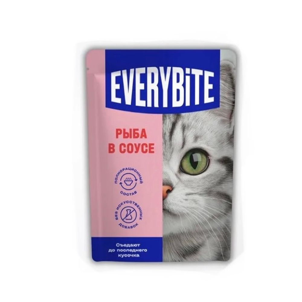 Корм для кошек влажный Everybite Рыба в сосусе 75г