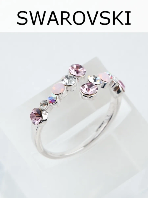 Кольцо Млечный путь с розовыми кристаллами Swarovski