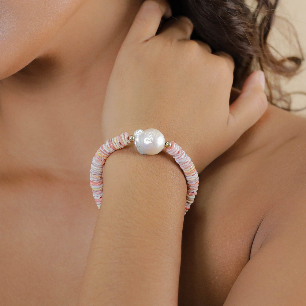 Браслет Nature Bijoux, Spiaggia Rosa, с жемчугом и морскими ракушками, NB26.1-13-44452 (розовый)