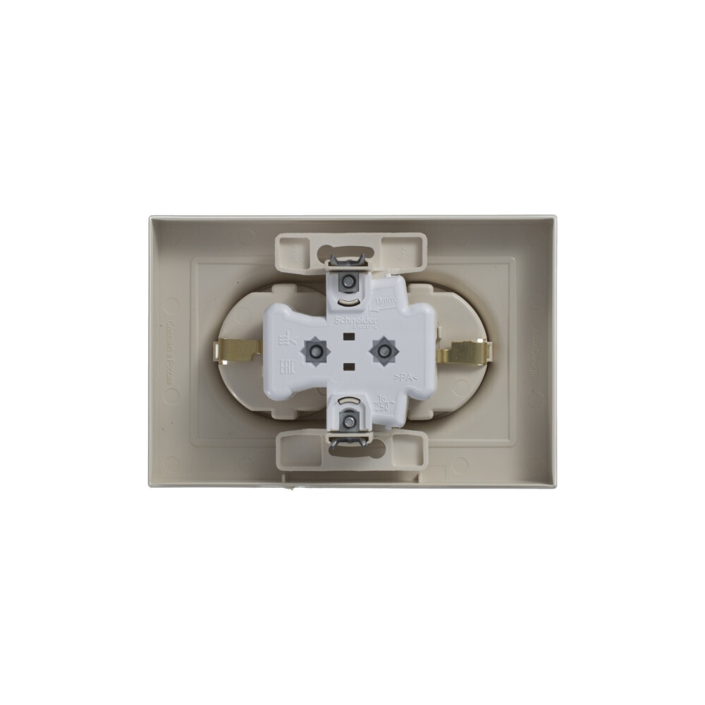 Systeme Electric AtlasDesign Беж Розетка с/з двойная, 16А, в сборе