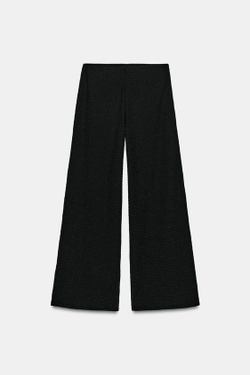 ZARA БРЮКИ ПРЯМОГО КРОЯ ФАКТУРНЫЕ, ЧЕРНЫЙ