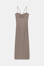 ПЛАТЬЕ МИДИ В КЛЕТКУ ВИШИ — ZARA