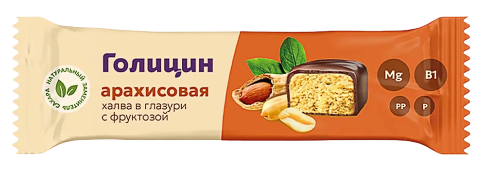 Халва арахисовая в шокол глазури с фруктозой 68г, шт