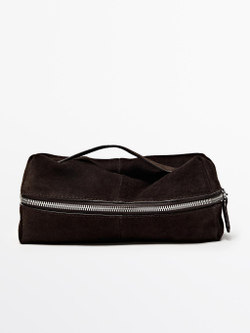 Massimo Dutti Несессер из кожи и замши, коричневый