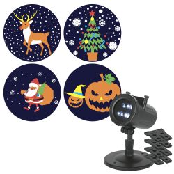 Светодиодный проектор ЭРА ENIOP-10 LED Праздник уличный 4 карты с динамичными проекциями в комплекте 220В | Проекторы
