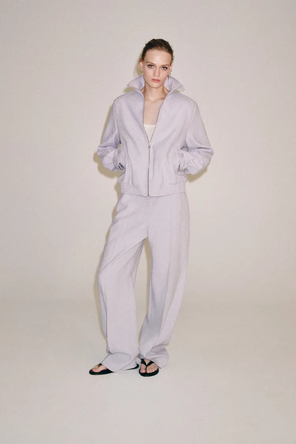 ZARA БРЮКИ-БАЛЛОНЫ ZW COLLECTION, ЦВЕТ МАЛЬВЫ