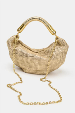 ZARA СУМКА С МЕТАЛЛИЧЕСКИМ БЛЕСКОМ, ЗОЛОТИСТЫЙ