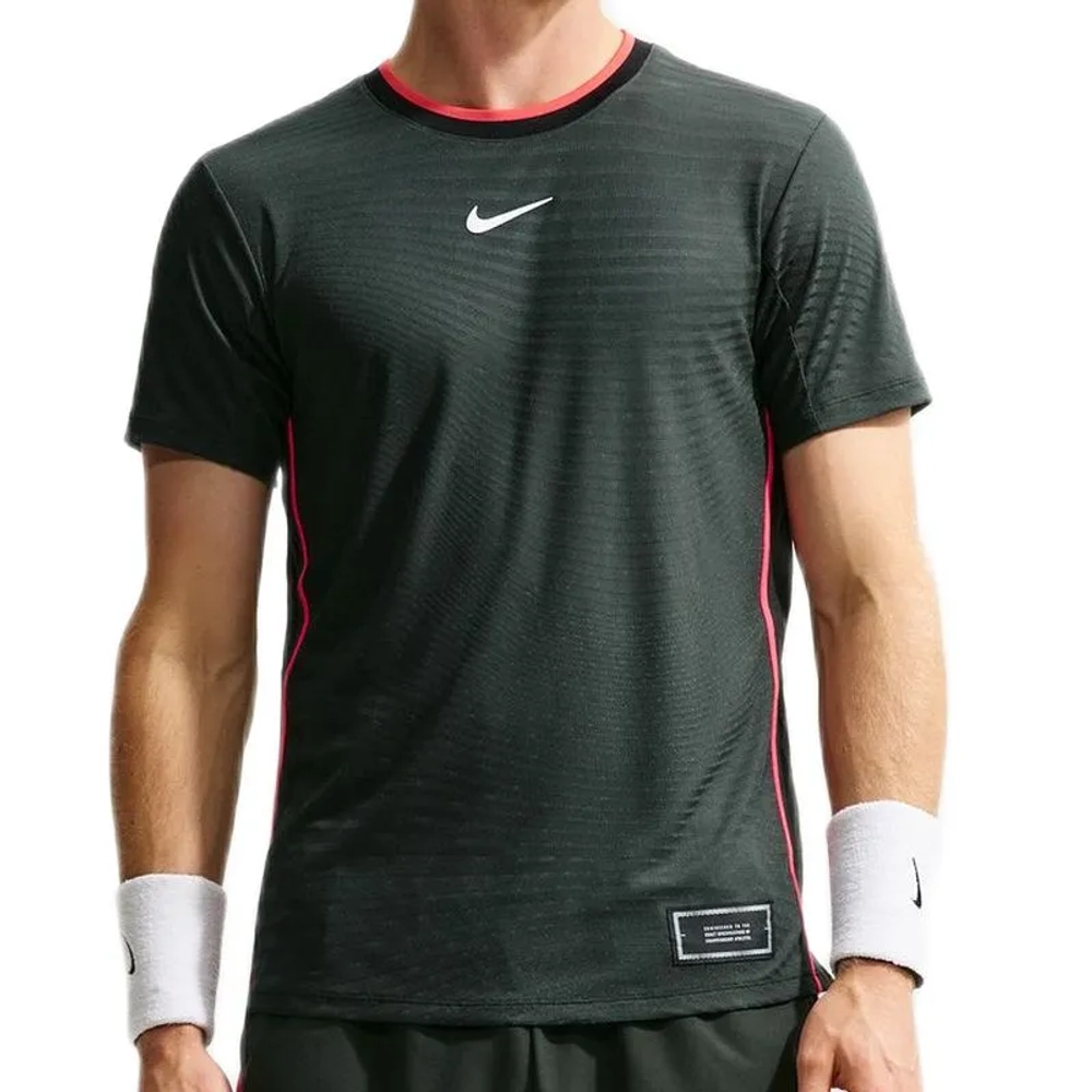 Теннисная футболка Nike Court Slam Aero-Fit Short Sleeve - black spruce/white