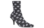GUCCI Gg 75mm Knit Ankle Boots Black White Fabric Women"s