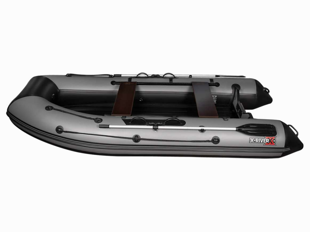 Лодка ПВХ X-River Agent 390 НДНД + усиленные баллоны, красно-серый/фурнитура серая