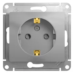 Розетка с заземлением и защитными шторками Systeme Electric Glossa Алюминий GSL000345