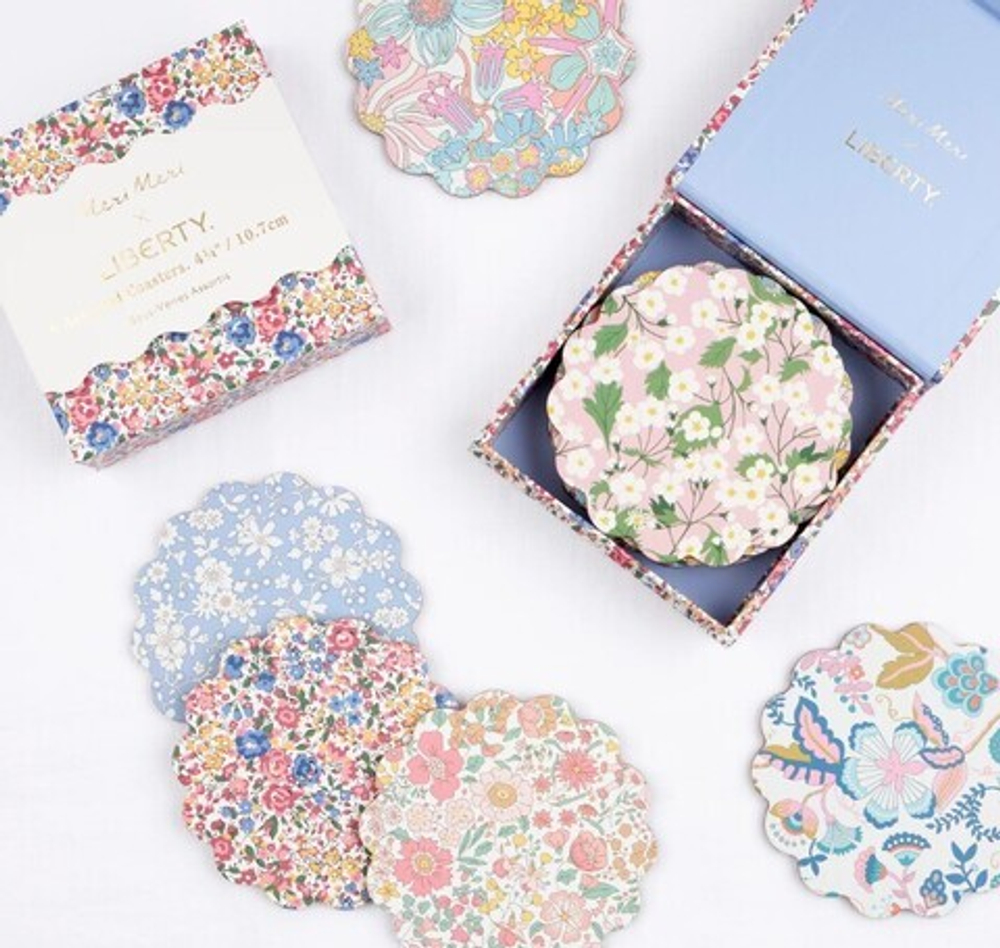 Подставки под стаканы многоразовые "Liberty of London", композитное дерево, 6 шт. (10,8 x 10,8 x 0,3 см)