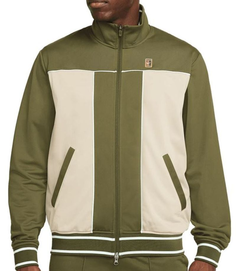 Мужская теннисная кофта Nike Court Heritage Suit Jacket - rough green/seasame/mint foam