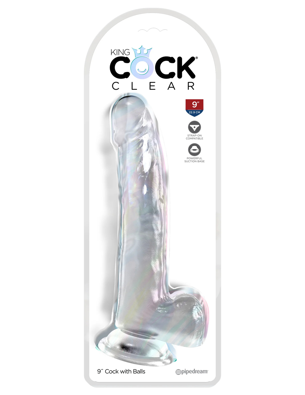 King Cock Clear 9 - Прозрачный фаллоимитатор с мошонкой на присоске