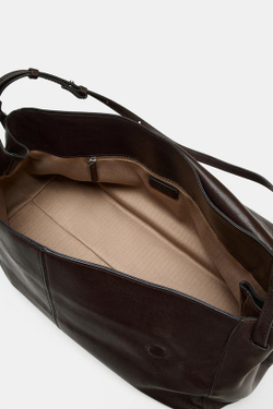 ZARA КОЖАНАЯ СУМКА С КЛАПАНОМ, ШОКОЛАДНЫЙ