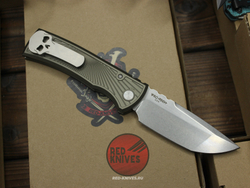 Нож Chaves Knives / Pro-Tech Redencion 229 Auto FDE Battleworn TANTO GREEN - рук алюм, гравировка, шайбы