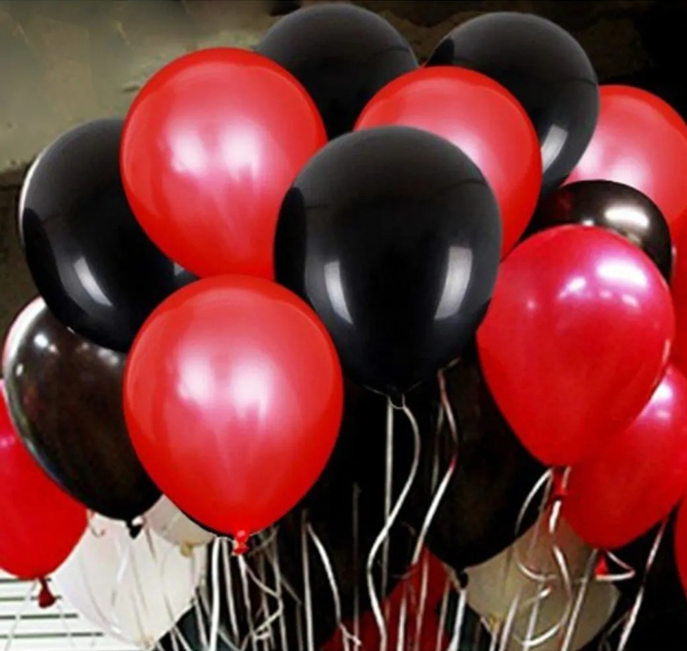 Шары с гелием под потолок decor Black & pastel Red 21 шар