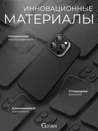 Чехол защитный для iPhone 16 Pro Max 6.9" Gurdini Kevlar Case Черный