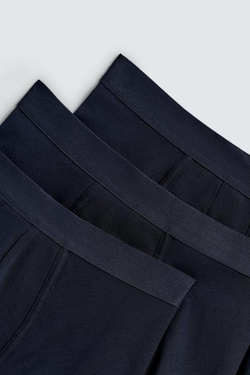 ZARA НАБОР ИЗ 3 БАЗОВЫХ ТРУСОВ-БОКСЕРОВ, ЧЕРНЫЙ