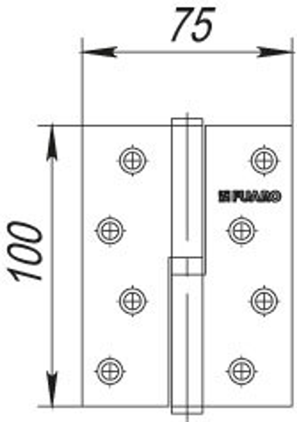 Петля съемная IN4430SR-BL BN правая (413/BL-4 100x75x2,5) черный глянец БЛИСТЕР