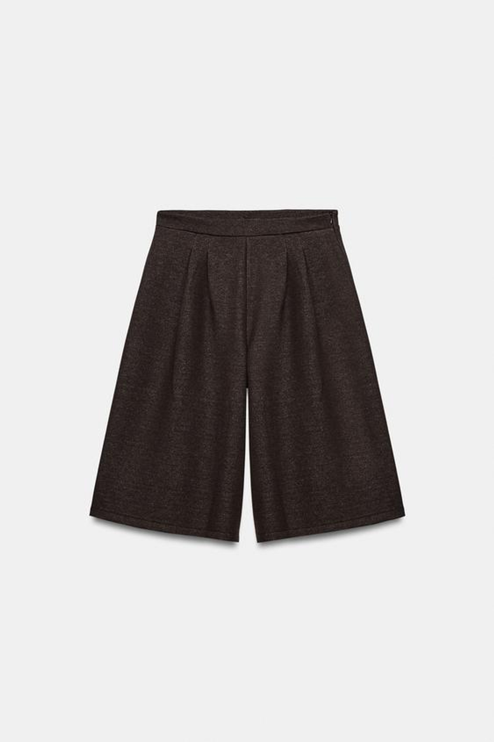 ZARA ШОРТЫ-БЕРМУДЫ ИЗ МЯГКОЙ ТКАНИ С ЗАЩИПАМИ, КОРИЧНЕВЫЙ