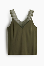 Топ на бретелях с кружевной лентой — Чёрный — H&M 1319127