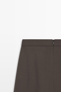 Massimo Dutti Струящаяся юбка миди с плиссировкой, коричневый