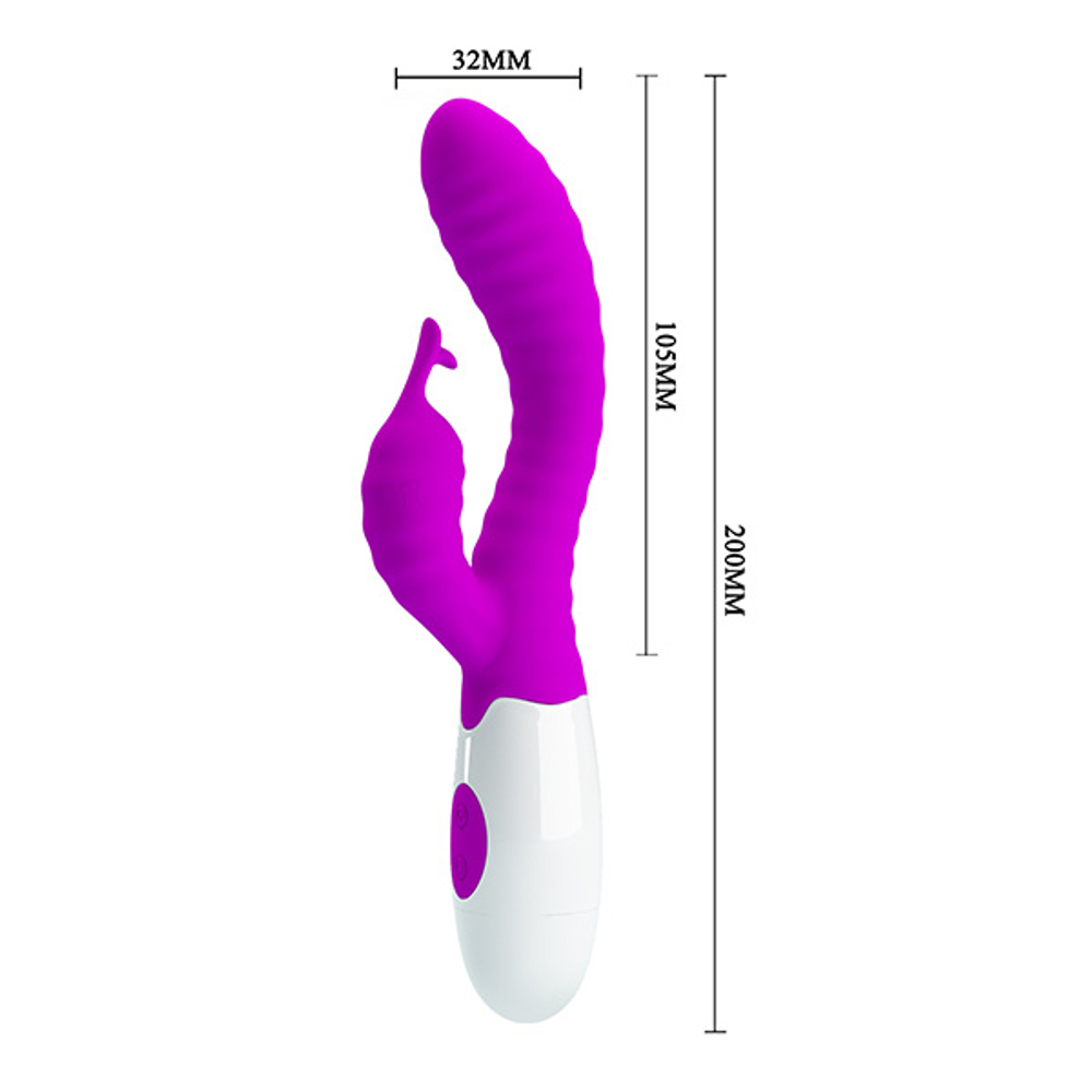 Лиловый вибратор-кролик 20см c ребристым рельефом Pretty Love Pete Bunny Vibrator BI-014705