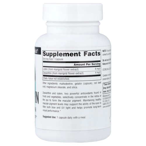 Source Naturals, зеаксантин с лютеином, 60 капсул