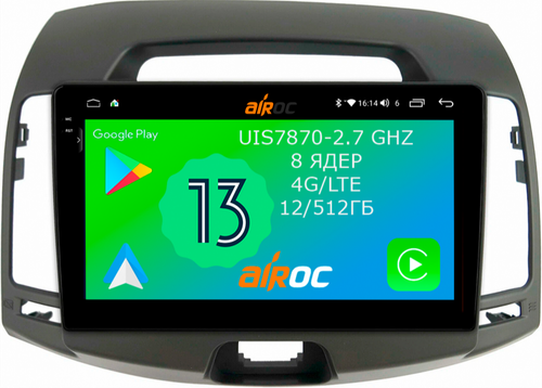 Магнитола для Hyundai Elantra 4 2006-2010 (HD) - Airoc 2K AU-2018 на Android 13, Быстрейшая, SIM-слот