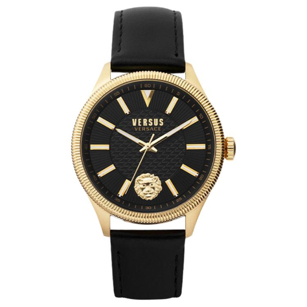 VERSUS Wrist Watch Quartz Movement Leather Strap Black Dial Men"s Watches