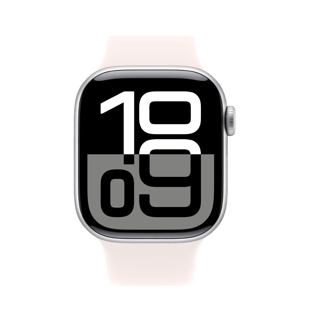 Умные часы Apple Watch Series 10 GPS, 42mm, Silver Aluminium Case with Sport Band M/L, Light Blush (Серебристый)