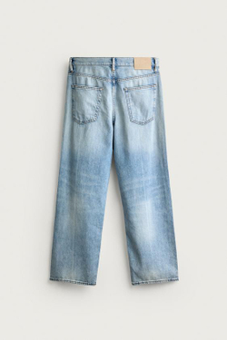 ZARA ЛЕГКИЕ УКОРОЧЕННЫЕ ДЖИНСЫ REGULAR FIT, ГОЛУБОЙ