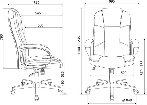 Кресло руководителя Бюрократ CH-800 Fabric темно-серый крестов. пластик