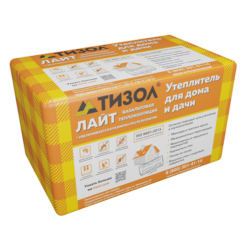 Утеплитель Тизол Euro-Лайт 35 кг/м³ (1000х600х50 мм) 12 шт