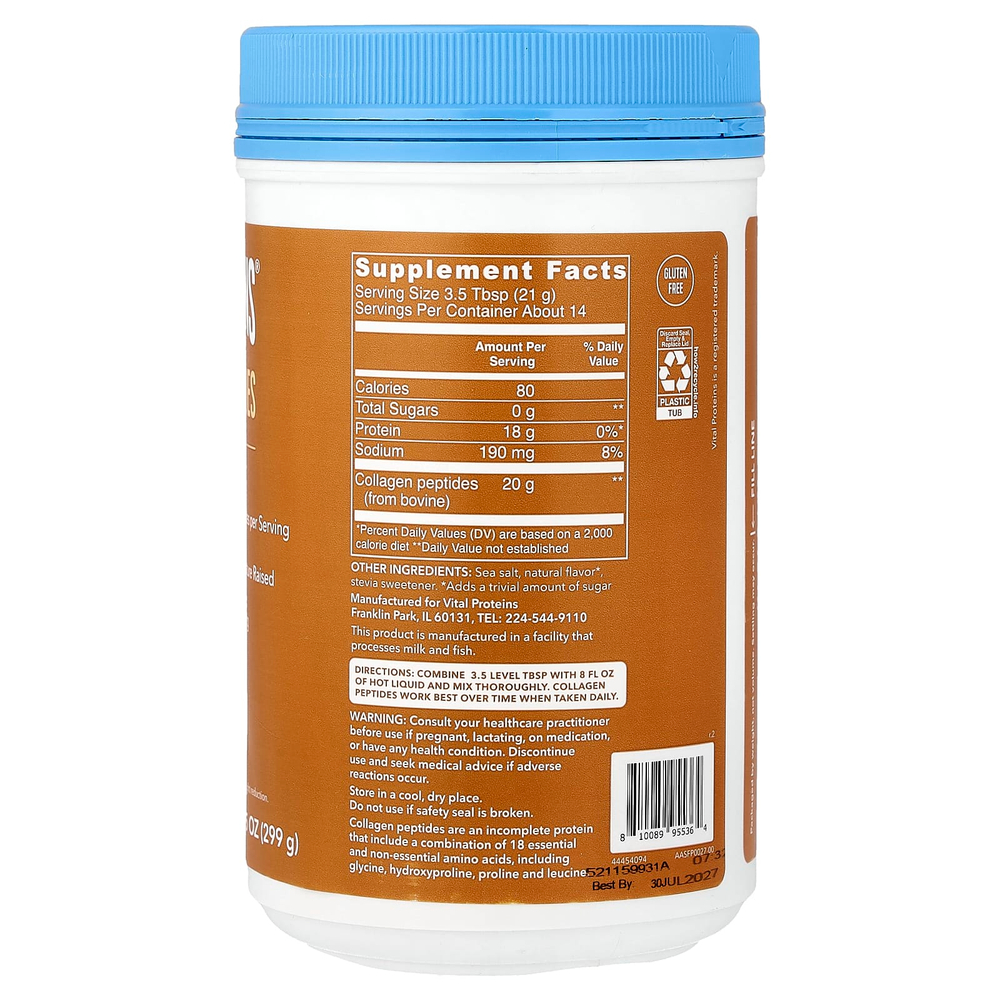 Vital Proteins, пептиды коллагена, соленая карамель, 299 г (10,5 унции)