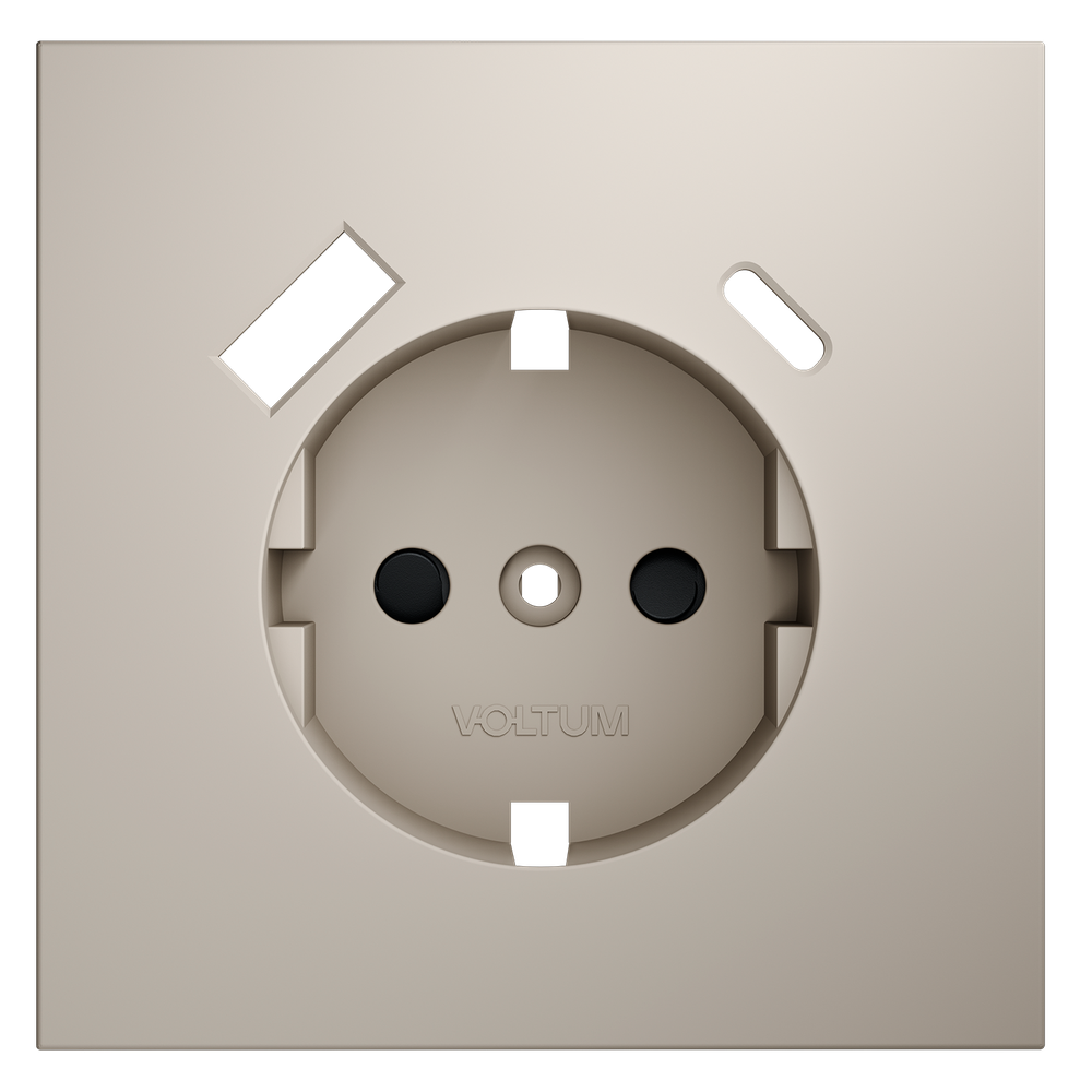 Накладка для розетки с заземлением и защитными шторками, с USB A+C, S70 (кашемир)