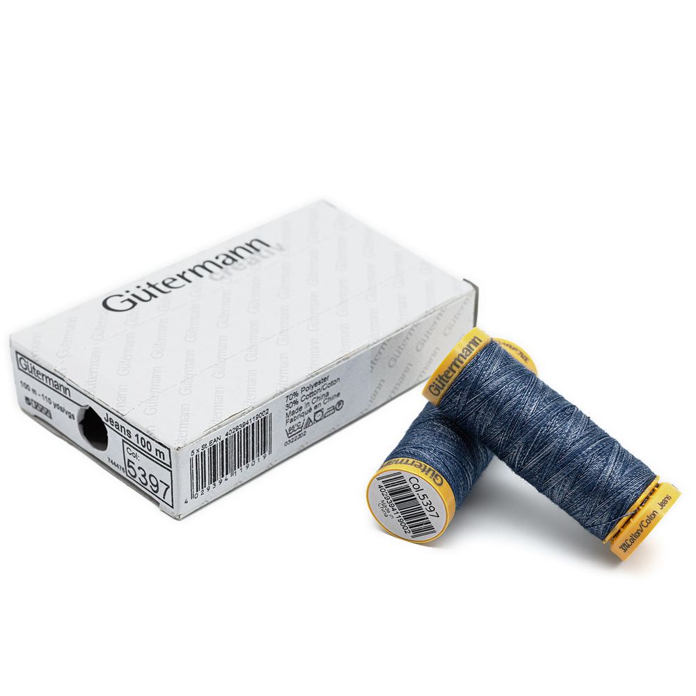 Нитки для штопки джинсов Gutermann Jeans, 100м, 5397 джинсовый