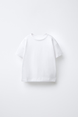 ZARA ОДНОТОННАЯ ФУТБОЛКА, БЕЛЫЙ