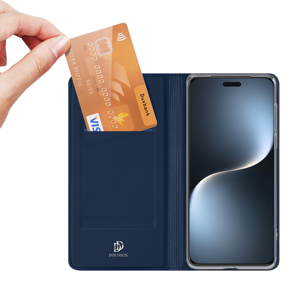 Чехол книжка из PU кожи синего цвета от Dux Ducis для Honor Magic 7 Pro, серия Skin Pro Series Case