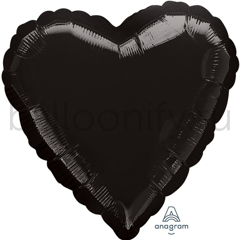 Фольгированная фигура, сердце, 18"/46СМ Пастель Black