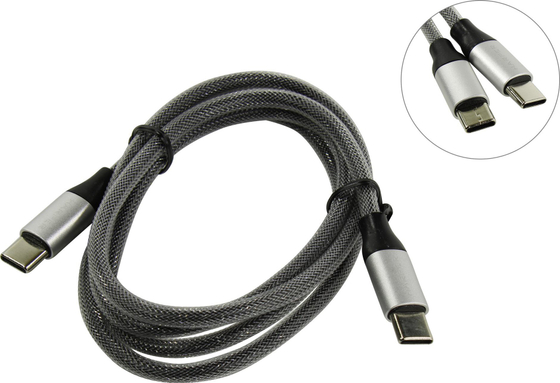 Deppa Alum USB Type-C - USB Type-C, алюминий/нейлон, USB 2.0, 3A, 1.2м, графит, Deppa 72248 Кабель