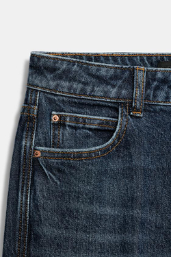 ZARA ДЖИНСЫ Z1975 MOM FIT СО СТРЕЛКАМИ И ВЫСОКОЙ ПОСАДКОЙ, СИНИЙ