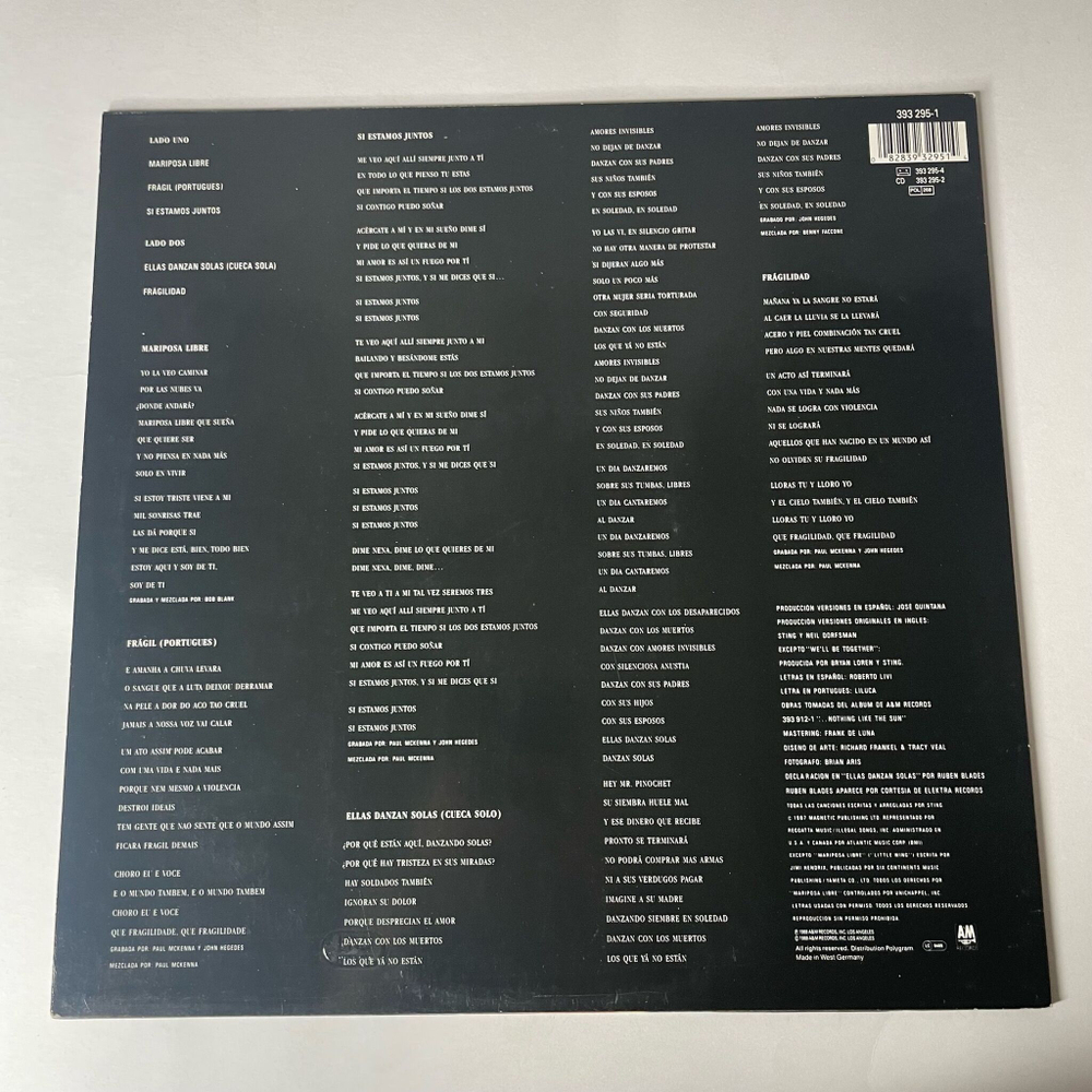 Винтажная виниловая пластинка LP Sting Nada Como El Sol (Selecciones Especiales En Espanol Y Portugues) (Germany 1988)